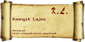 Kasnyik Lajos névjegykártya